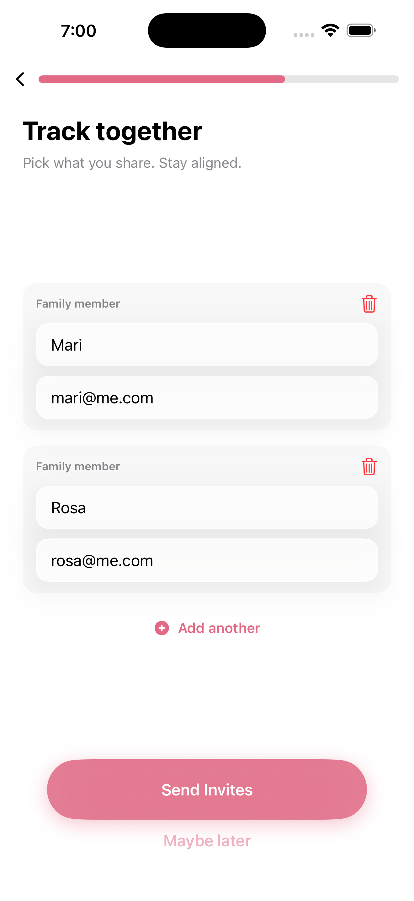 Family members sign in with Google or Apple
