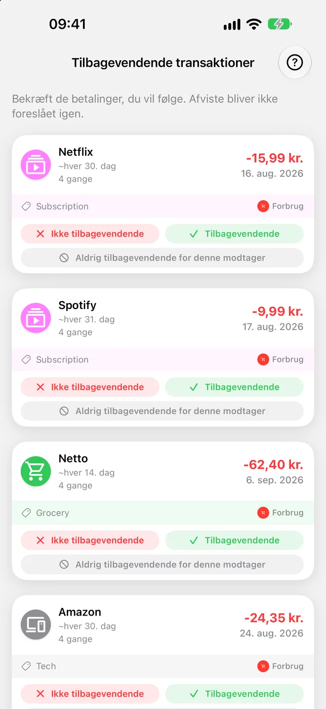 Tilbagevendende transaktioner