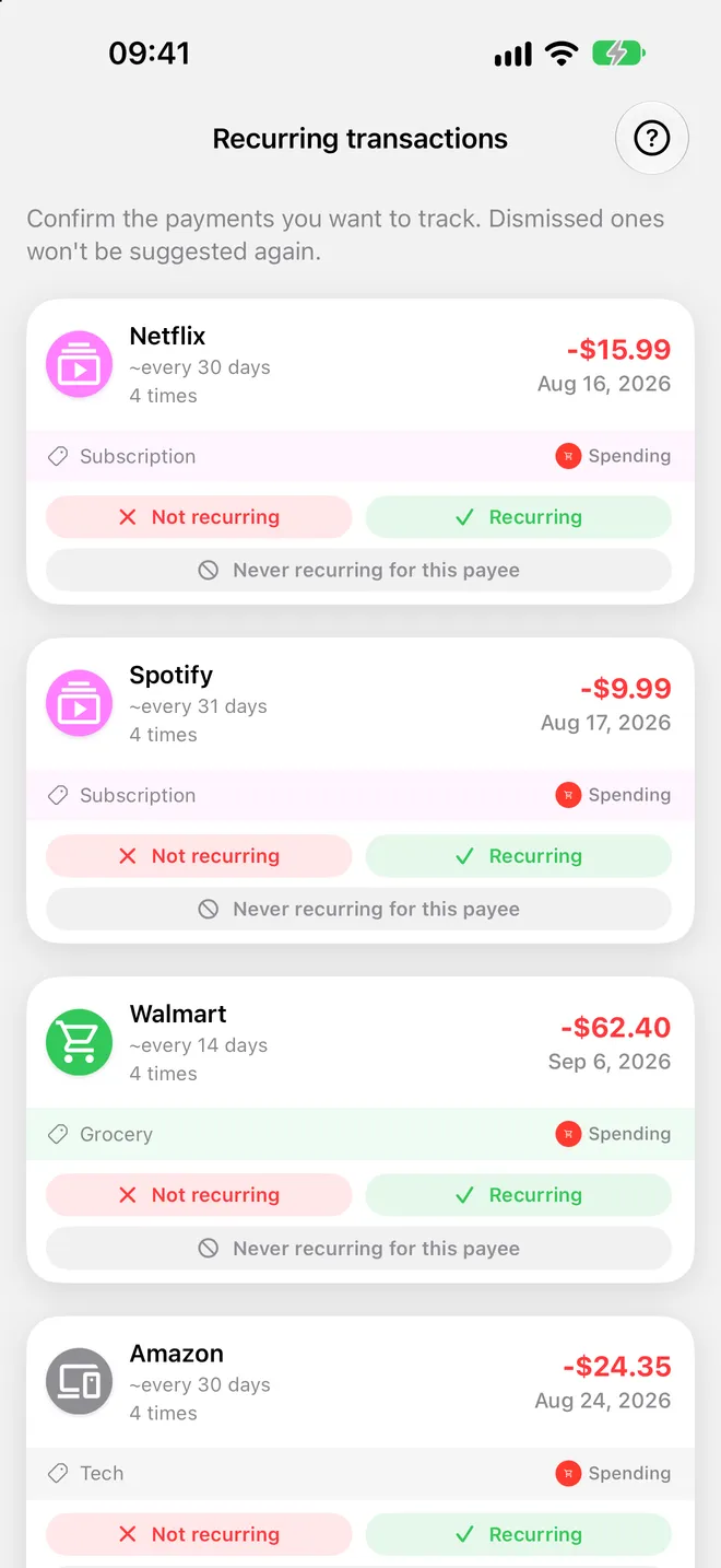 Recurring transactions