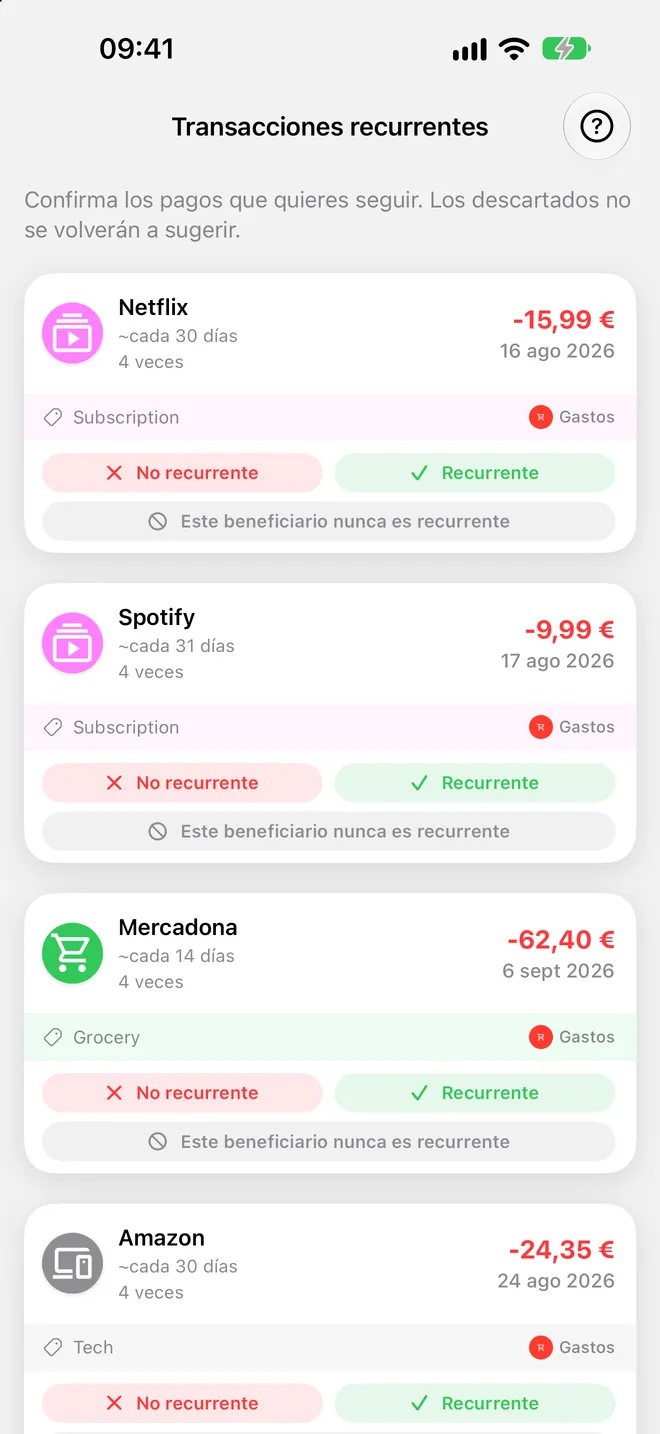 Transacciones recurrentes