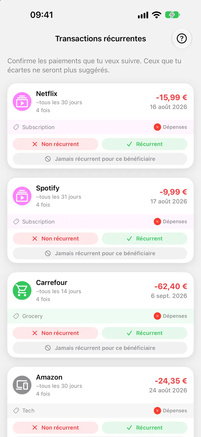 Transactions récurrentes