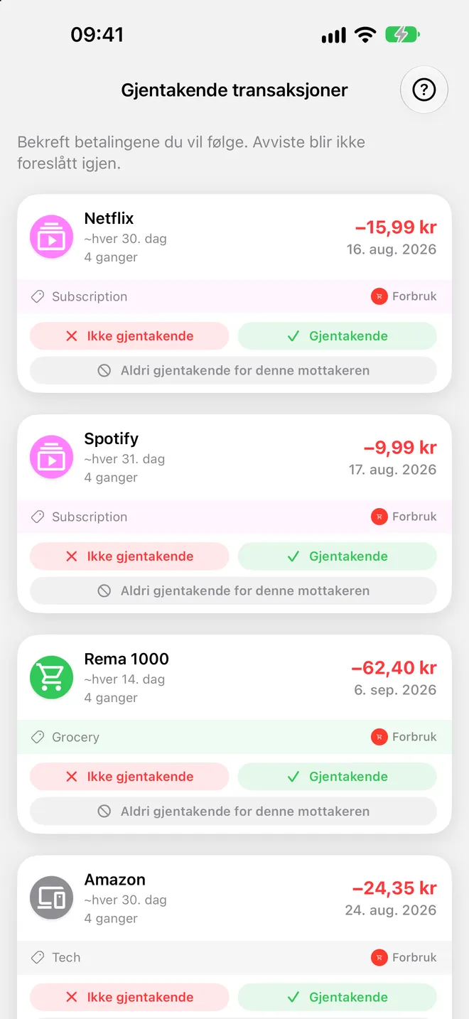Gjentakende transaksjoner
