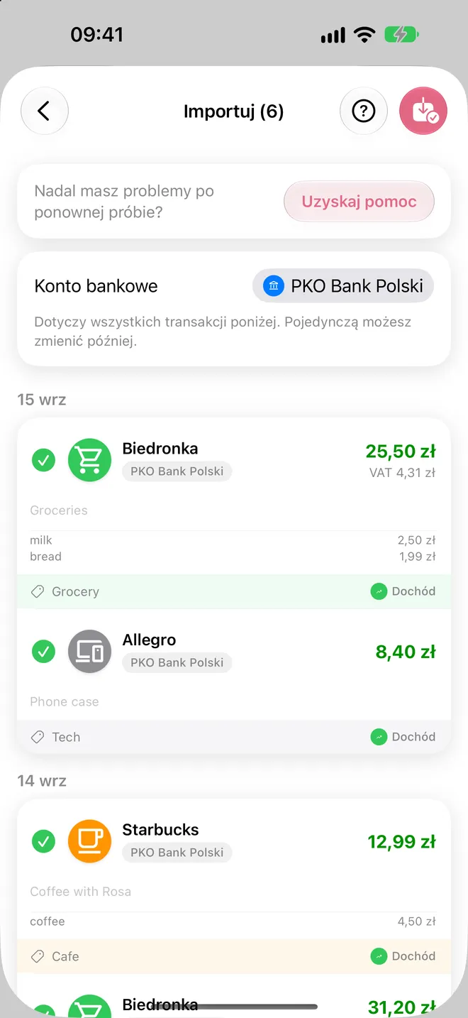 Sprawdź i zaimportuj