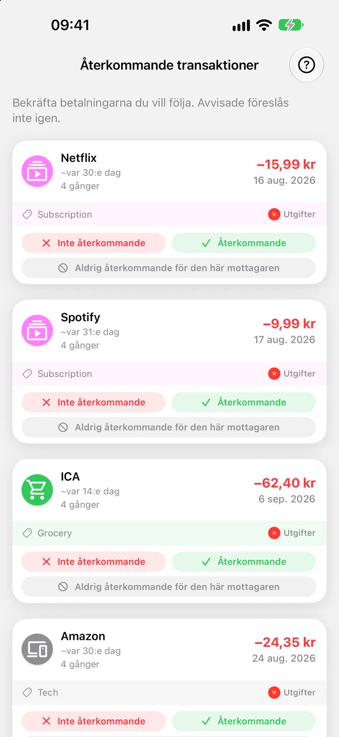 Återkommande transaktioner